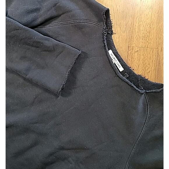 Helmut Lang Women’s Distressed Black Luxury Sweatshirt Sweater S Made in USA EUC - Picture 1 of 9